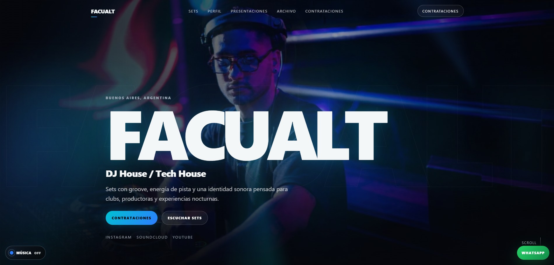 Captura de la landing page de FacuAlt