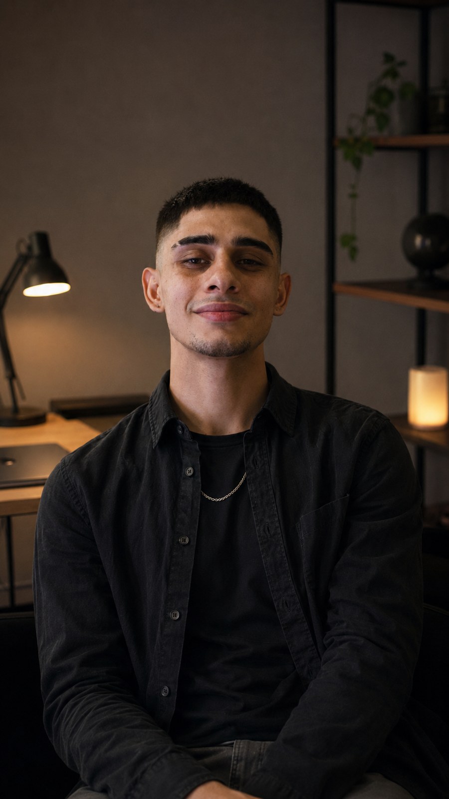 Retrato de Mateo Ginocchio en un espacio de trabajo